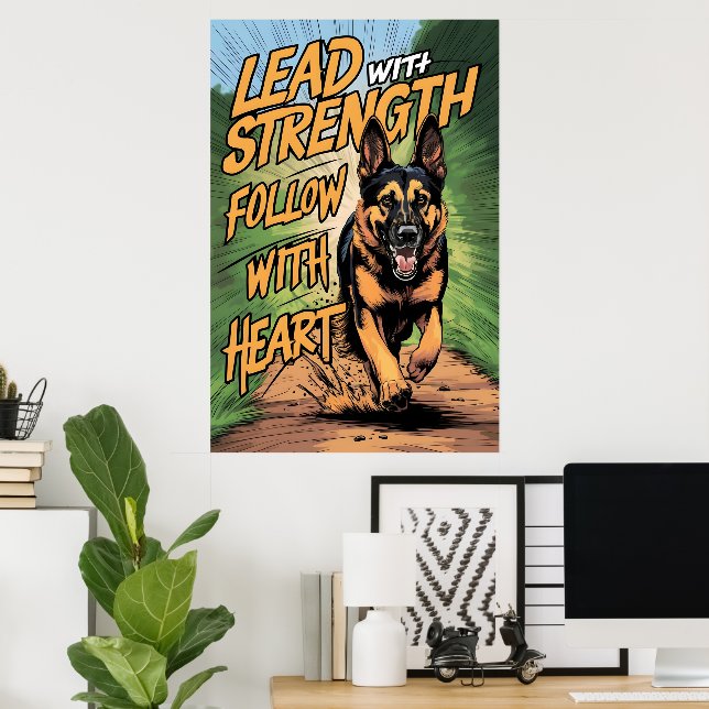 German Shepherd Running With Strength And Heart Poster (Home Office)