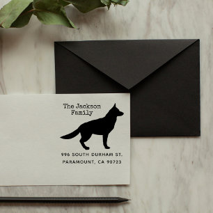German Shepherd Rustic Family Return Address Self-inking Stamp