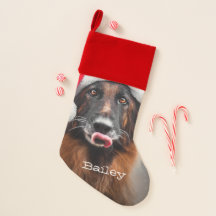 German Shepherd Santa Christmas Stocking