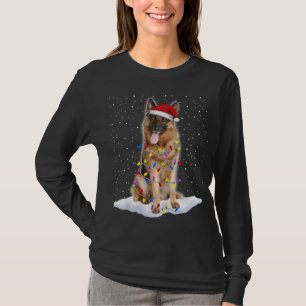 German shepherd Santa Christmas Tree Lights Xmas T-Shirt