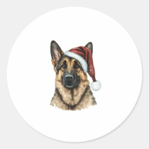 German Shepherd Santa Claus Dog Christmas Classic Round Sticker