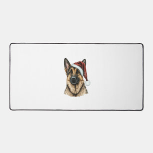 German Shepherd Santa Claus Dog Christmas  Desk Mat