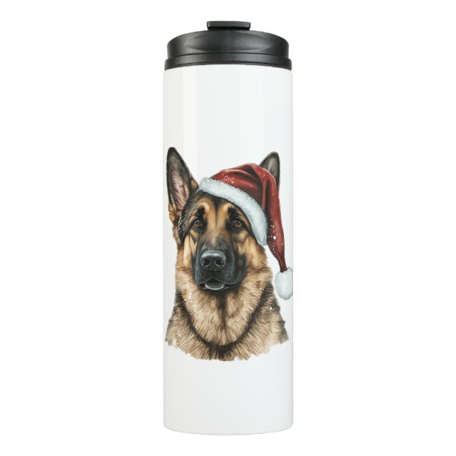 German Shepherd Santa Claus Dog Christmas  Thermal Tumbler (Front)