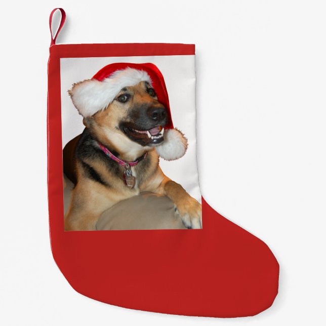 German Shepherd Santa Claus Small Christmas Stocking (Front)