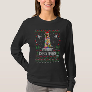 German Shepherd Santa Hat Dog Christmas Tree Light T-Shirt