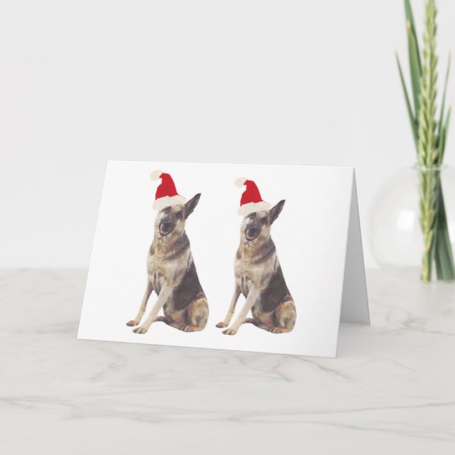 German Shepherd Santa Hat Holiday Card (Front)