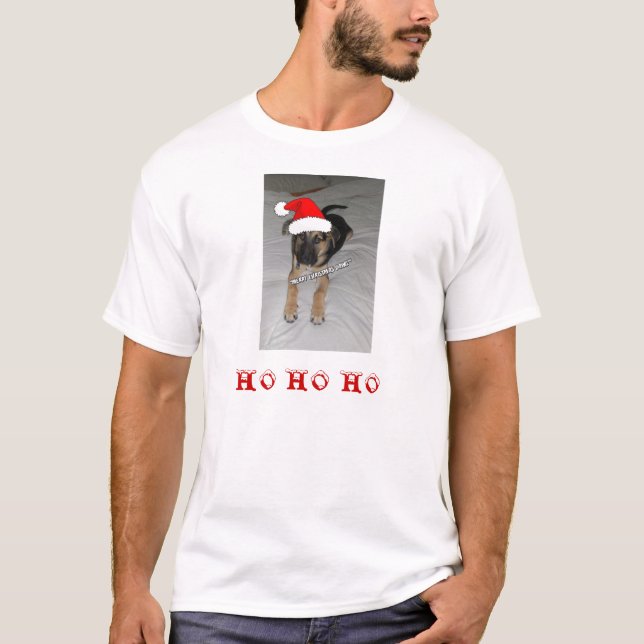 German Shepherd Santa Hat T-Shirt (Front)