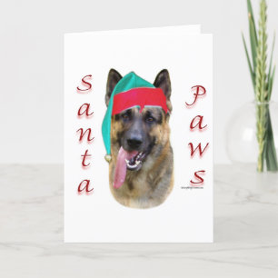 German Shepherd Santa Paws Holiday Card