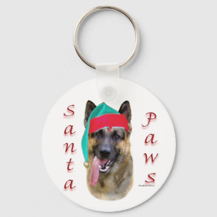 German Shepherd Santa Paws Key Ring