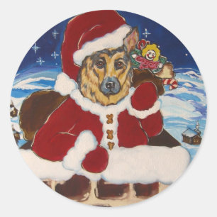 German Shepherd Santa Stickers