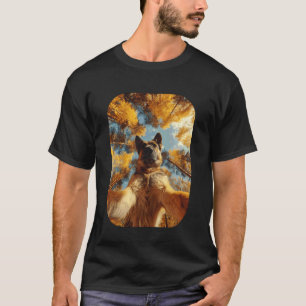 German Shepherd Selfie Fall Leaves Autumn Animal D T-Shirt