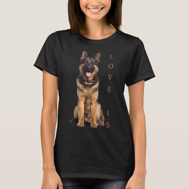 German Shepherd Shepard Dog Mum Dad Love Pet Puppy T-Shirt (Front)