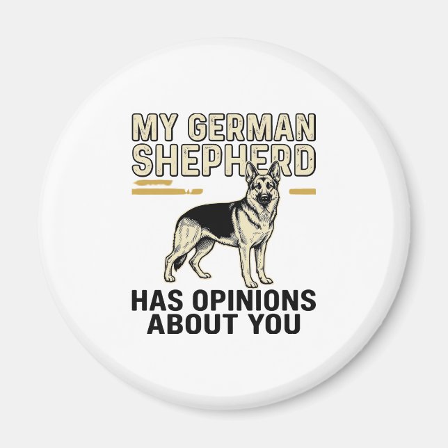German Shepherd Shirt Funny Vintage Engraving Dog  Magnet (Front)