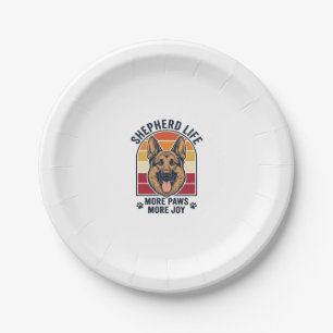 German Shepherd Shirt Retro Engraving Dog Lover Gr Paper Plate