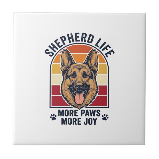 German Shepherd Shirt Retro Engraving Dog Lover Gr Tile (Front)