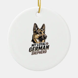 German Shepherd Shirt Vintage Engraving Dog Lover Ceramic Tree Decoration