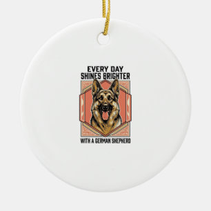 German Shepherd Shirt Vintage Engraving Dog Lover Ceramic Tree Decoration