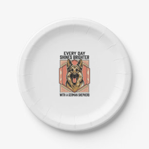German Shepherd Shirt Vintage Engraving Dog Lover Paper Plate