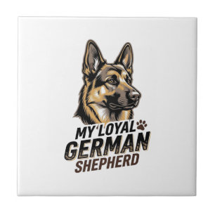 German Shepherd Shirt Vintage Engraving Dog Lover Tile