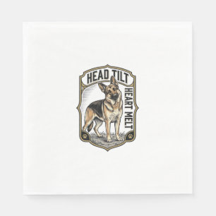 German Shepherd Shirt Vintage Engraving Head Tilt  Napkin