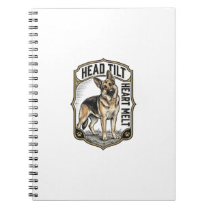 German Shepherd Shirt Vintage Engraving Head Tilt Notebook