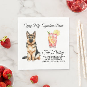 German Shepherd Signature Drink Wedding Pet Napkin