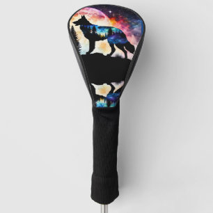 German Shepherd Silhouette on the Mountain Moon Golf Head Cover