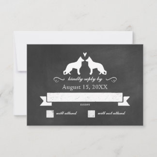 German Shepherd Silhouettes Wedding RSVP Reply Card