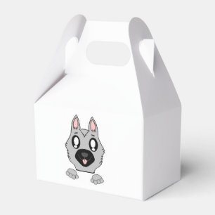 German Shepherd Silver and Black Peeking Cartoon Favour Box