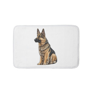 German Shepherd Sitting  Bath Mat