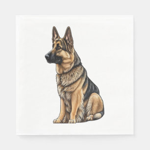 German Shepherd Sitting Napkin