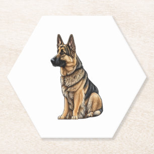 German Shepherd Sitting Paper Coaster