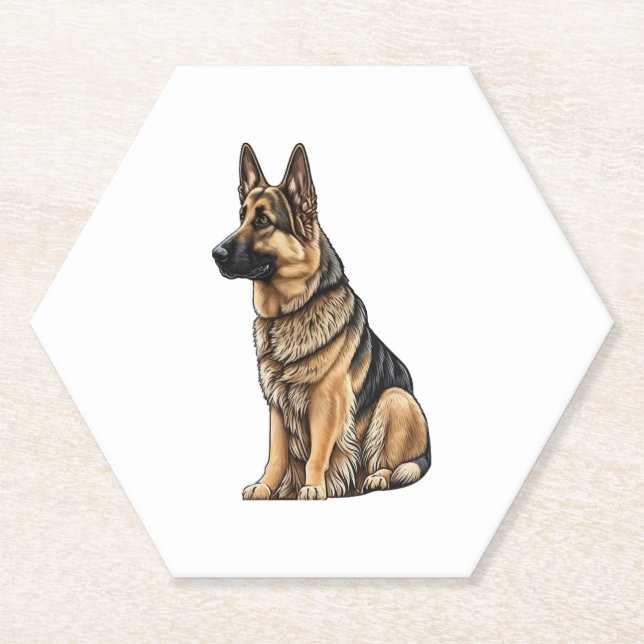 German Shepherd Sitting  Paper Coaster (Front)
