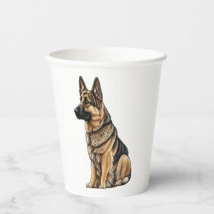 German Shepherd Sitting  Paper Cups