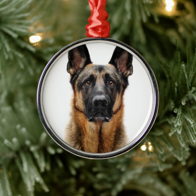 German Shepherd Sitting Up Metal Tree Decoration (Tree)