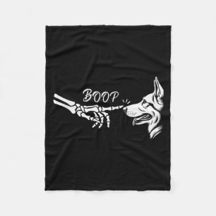 German Shepherd Skeleton Hand Boop Halloween Pet W Fleece Blanket