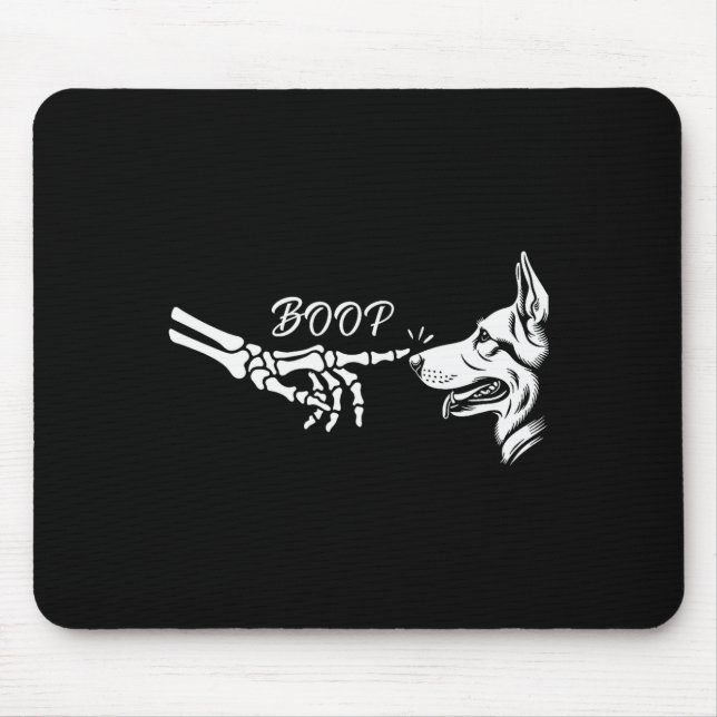 German Shepherd Skeleton Hand Boop Halloween Pet W Mouse Pad (Front)