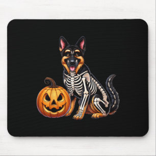 German Shepherd Skeleton Jack O Lantern Funny Dog Mouse Pad