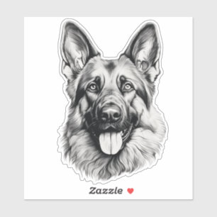 German Shepherd Sketch Portrait Sticker