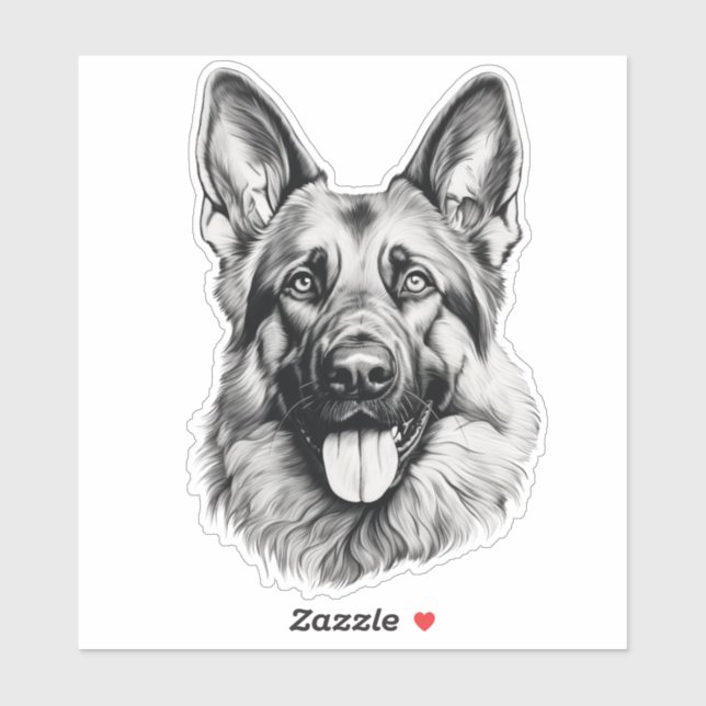 German Shepherd Sketch Portrait Sticker (Sheet)