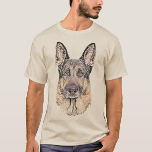 German Shepherd Sketched Dog Art T-Shirt