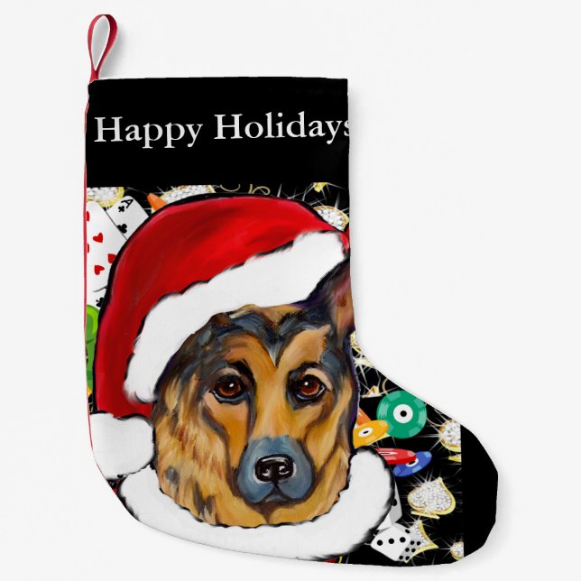 GERMAN SHEPHERD  SMALL CHRISTMAS STOCKING (Front)