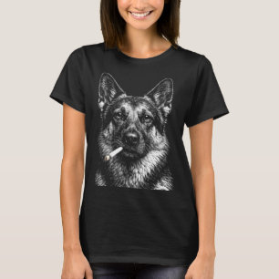 German shepherd smoking funny gangster dog meme  T-Shirt