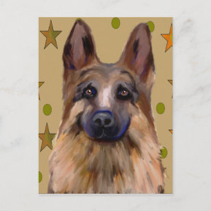 German Shepherd Soldier Art Postcard