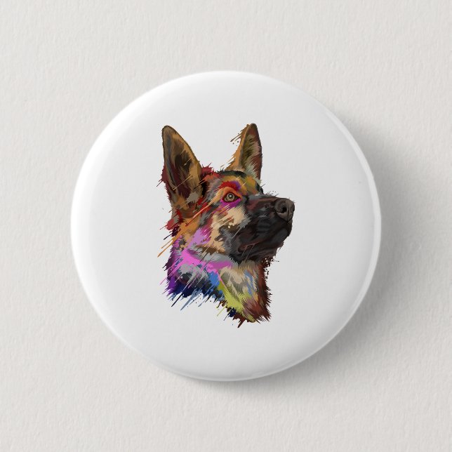 German Shepherd Splash Art  6 Cm Round Badge (Front)