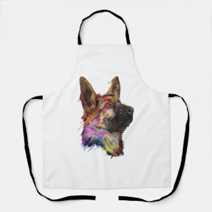 German Shepherd Splash Art Apron
