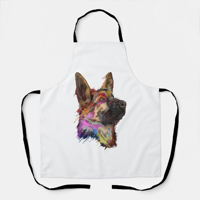 German Shepherd Splash Art  Apron (Front)