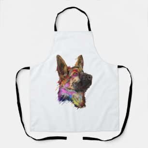 German Shepherd Splash Art Apron