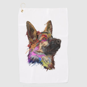 German Shepherd Splash Art  Golf Towel