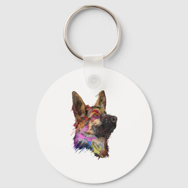 German Shepherd Splash Art  Key Ring (Front)